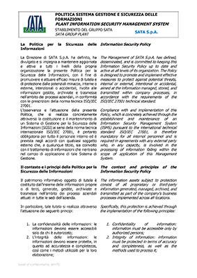 Documento politica sicurezza